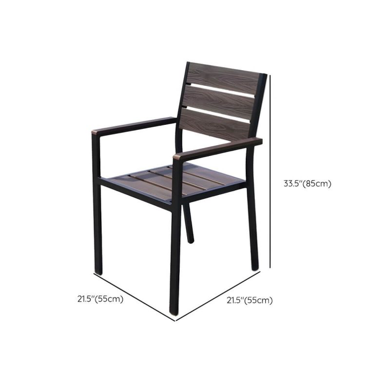 "Dimension of Traditional Dining Armchair Open Back Outdoors Dining Chairs in Brown - 22"L x 22"W x 33.5"H 2 Piece Set"