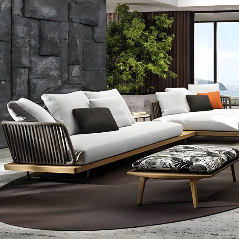 "Scandinavian Patio Sofa Wood Fade Resistant Outdoor Patio Sofa - Sofa Teak 32"L x 33"W x 32"H"