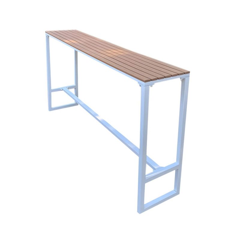 "Manufactured Wood Water Resistant Patio Table Industrial Rectangle Bar Table in Brown - 55.1"L x 15.7"W x 41.3"H Table Only"