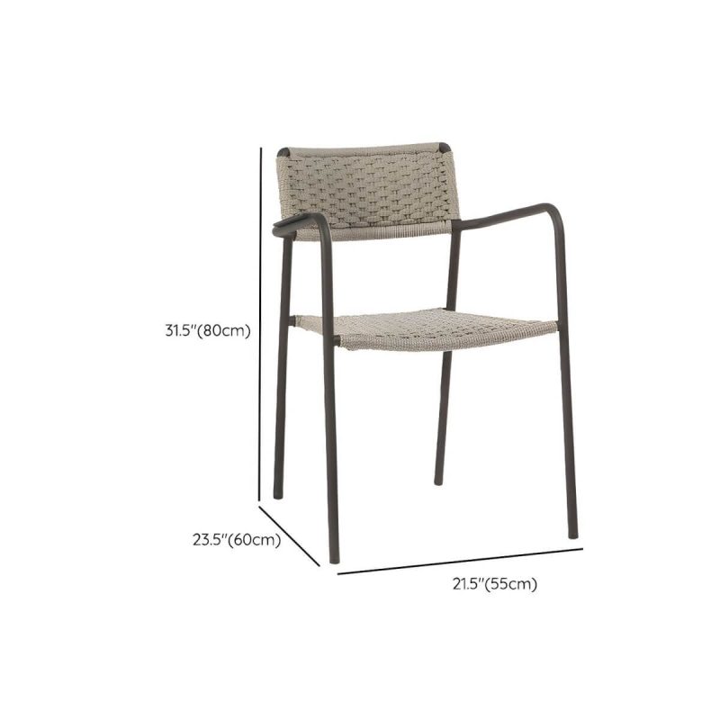 "Dimension of Rattan Contemporary Aluminum Stacking Patio Arm Chair in Gray - 0.06" Aluminum Frame 1 Piece"