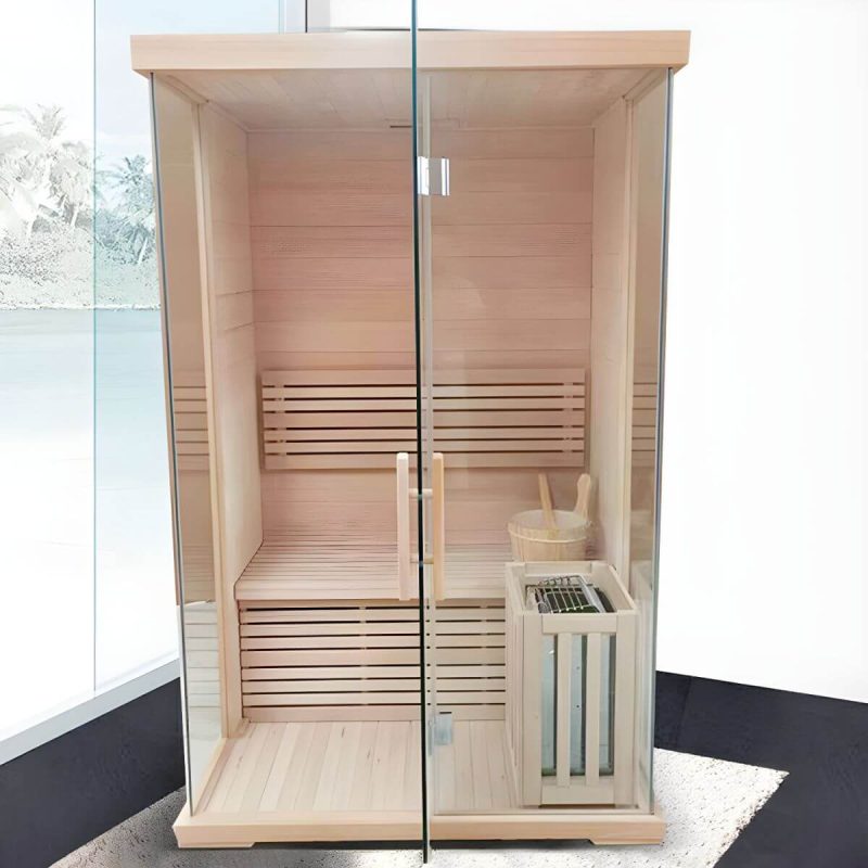 "1-Person Traditional Steam Sauna with Timer and Rust-Resistant Design - 47"L x 39"W x 75"H"