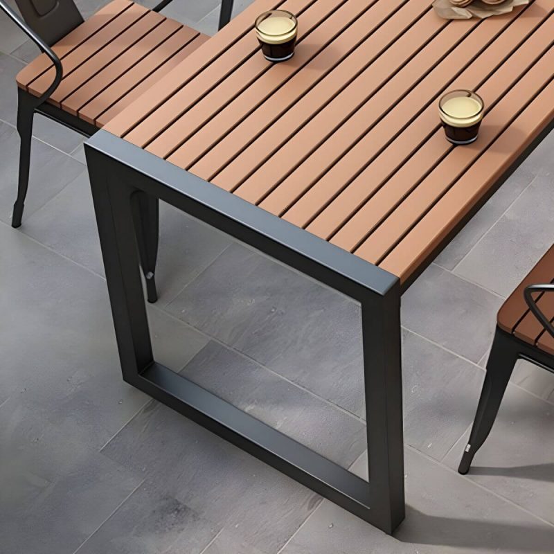 "Industrial Style Wooden Dining Table in Medium Wood Color - Non-Foldable - Table Only 55.1"L x 27.6"W x 29.5"H White"