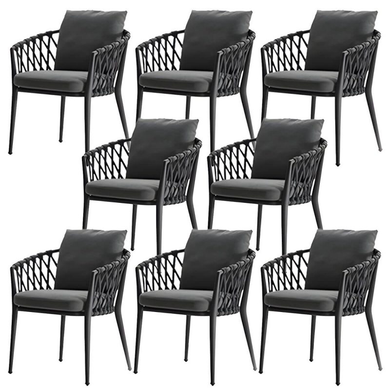 "Metal Matte Finish Patio Chair Assembled Tropical with Cushions - 24"L x 24"W x 30"H 8 Piece Set"