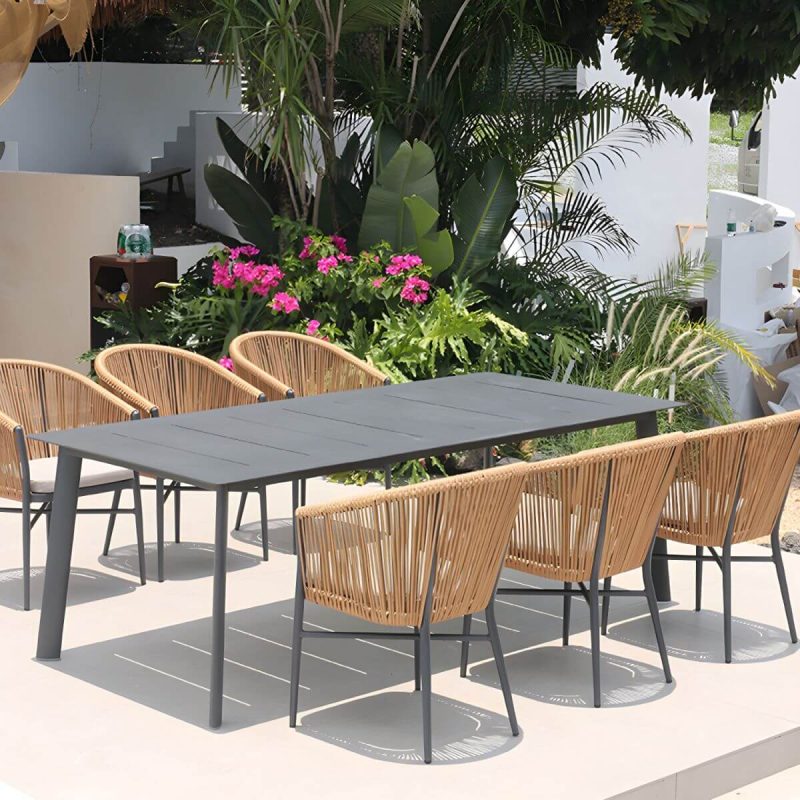 "Mid-Century Modern Dining Table Set with 4 Legs Chair for Outdoors - Table & Chair(s) 87"L x 39"W x 29"H 6"