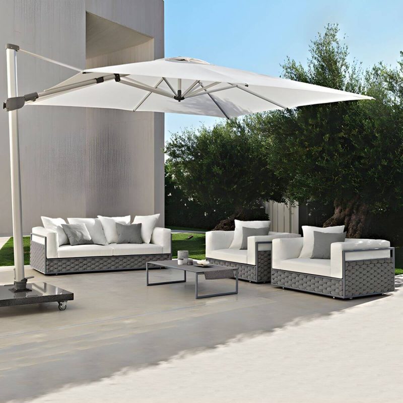 "French Country Style Outdoor Sofa Tuxedo Arm Loveseat in Grey - 31.5"L x 27.6"W x 29.5"H"