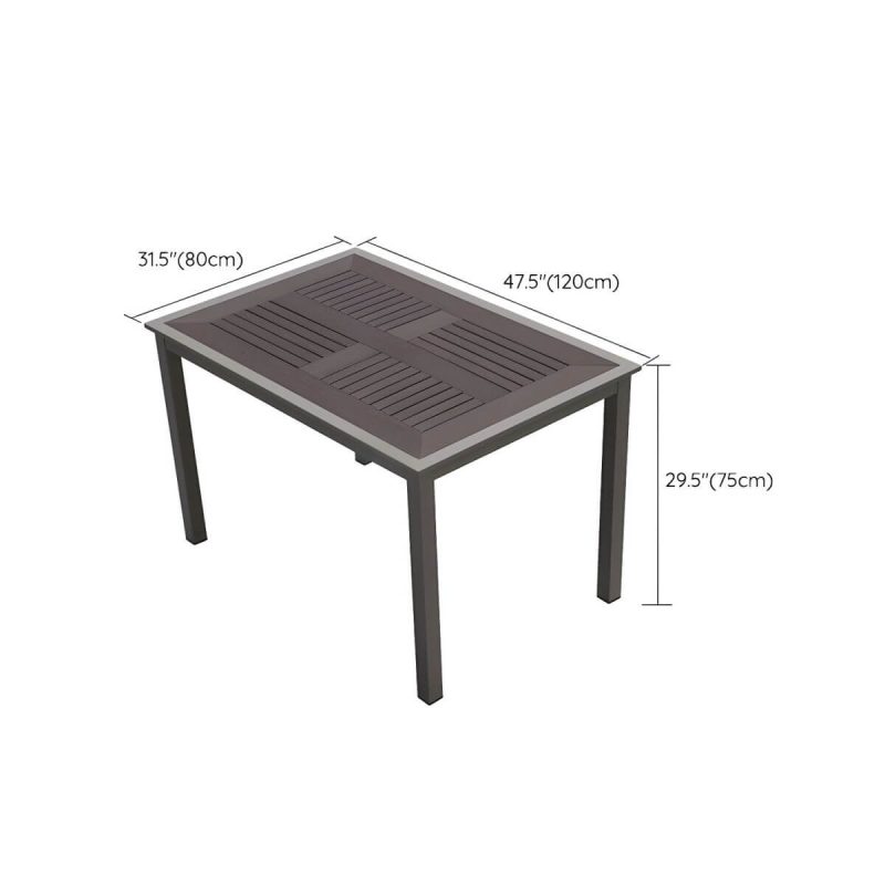 "Dimension of Traditional Patio Table Wood Top Metal Frame Water Resistant Patio Table - 47.2"L x 31.5"W x 29.5"H Table Only"
