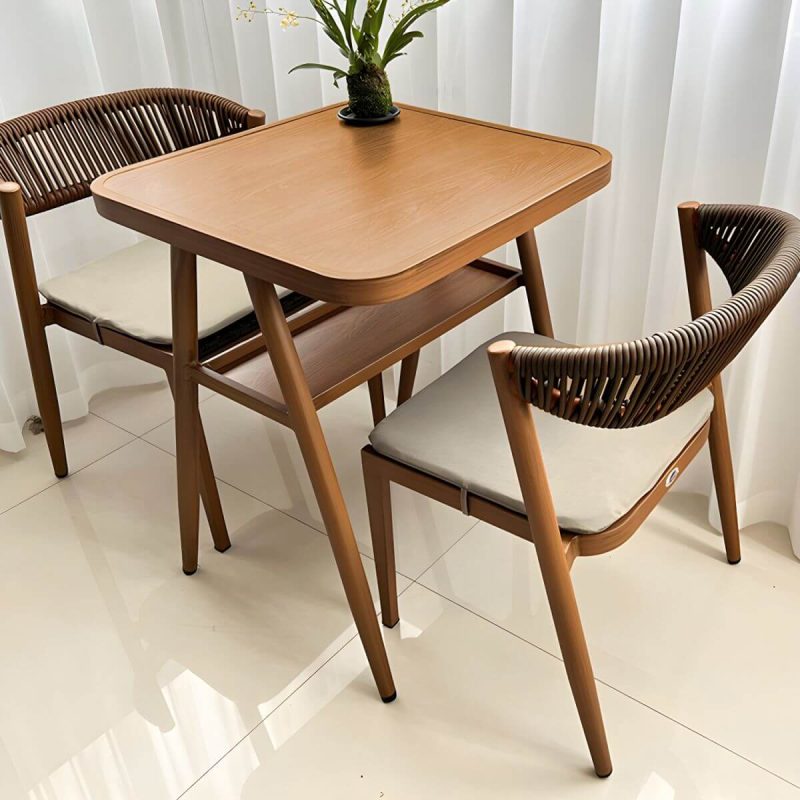 "Modern Style Dining Set Square Metal 1/3 Pcs Dining Table Set - Table & Chair(s) 23.6"L x 23.6"W x 29.5"H 2 Brown-Khaki"