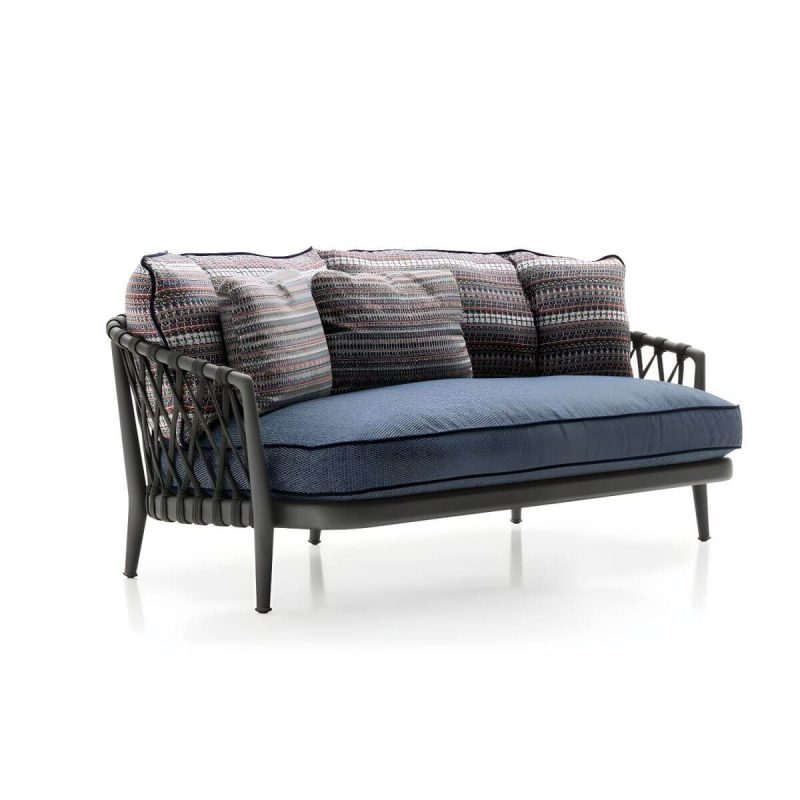 "French Country Metal Frame Patio Sofa Water Resistant Outdoor Sofa with Cushion &Pillows - 59"L x 31"W x 28"H Taupe"