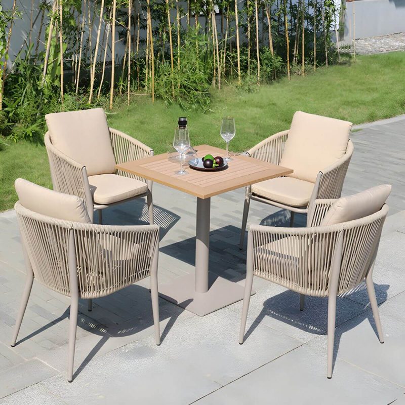 "2-Seater Patio Table with UV Resistant Contemporary Bistro Table - Table Only Brown Grey 35.4"L x 35.4"W x 29.5"H Round"