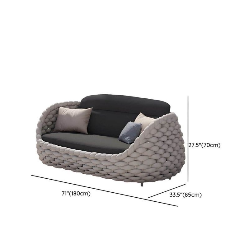 "Dimension of Modular Gray Metal Modern Sofa with Upholstered Cushions for Versatile Outdoor Seating - 71"L x 33.5"W x 28"H"