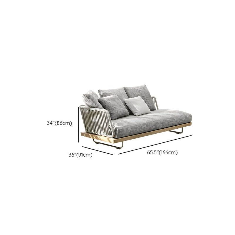 "Dimension of Scandinavian Patio Sofa Wood Fade Resistant Outdoor Patio Sofa - Right Corner Sofa Ash 65"L x 35.5"W x 33"H"