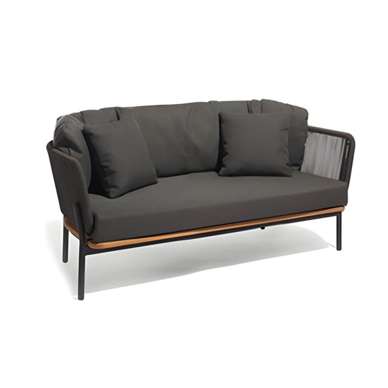 "Contemporary Tropical with Cushions Patio Sofa Water Resistant Outdoor Patio Sofa - Black 55.1"L x 29.5"W x 25.6"H"
