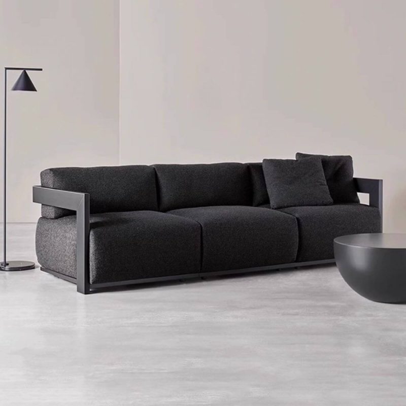 "Modular Design Loveseat for 2, Waterproof, Black Frame, Includes Pillow, Cushioned, 1 Piece, Loveseat, Aluminum"