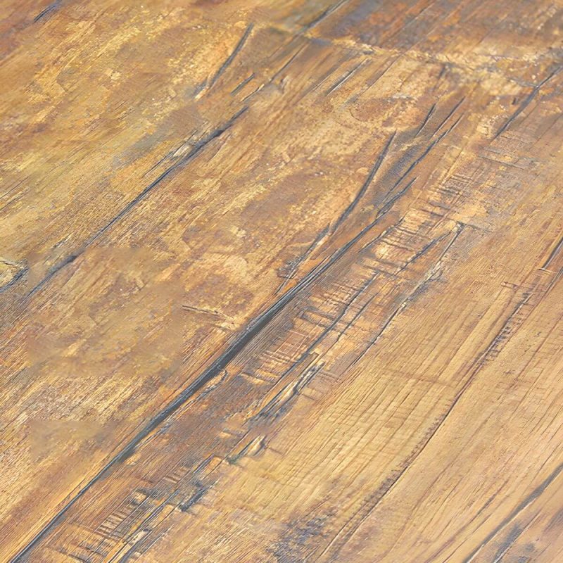 "Wood and Metal Patio Table Wood-Like Rectangle/Square in Brown/White - Brown 27.6"L x 27.6"W x 28.7"H Table Only"