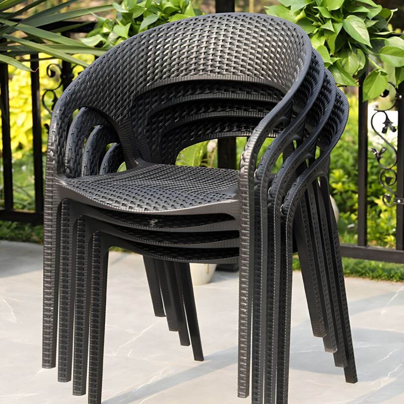 "Stacking Dining Armchair Contemporary Plastic Patio Arm Chair - 15"L x 19"W x 32"H 4 Piece Set"
