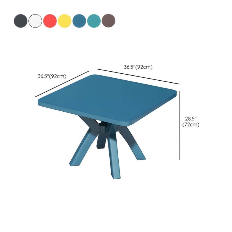 "Dimension of Minimalistic Square Dining Table Plastic Outdoor Dining Table - Black Table Only"