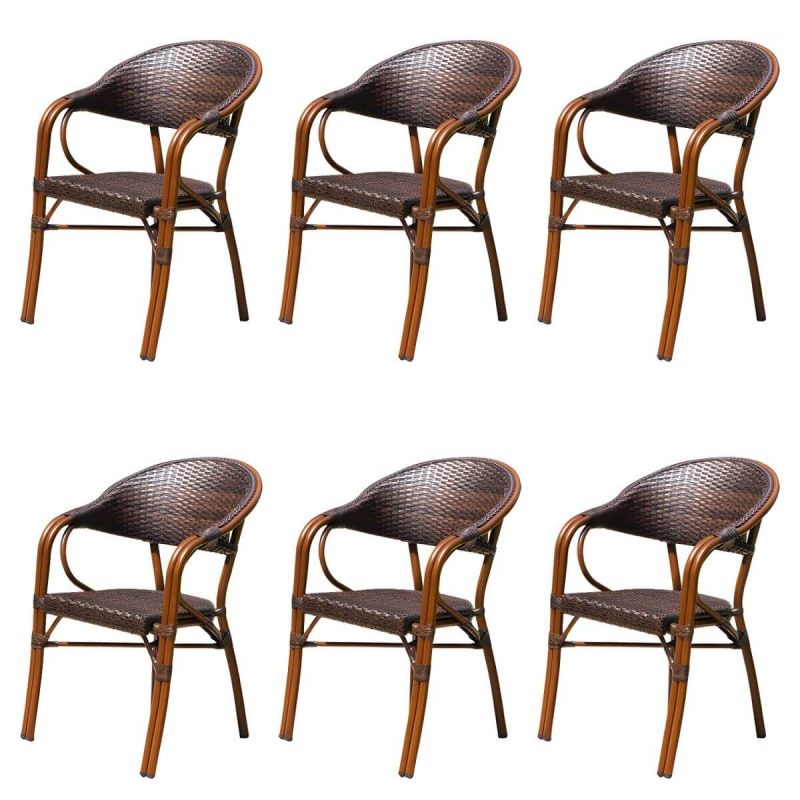 "Modern Style Steel Frame UV and Water Protective Outdoor Dining Chair - 22"L x 23"W x 33"H 6 Piece Set"