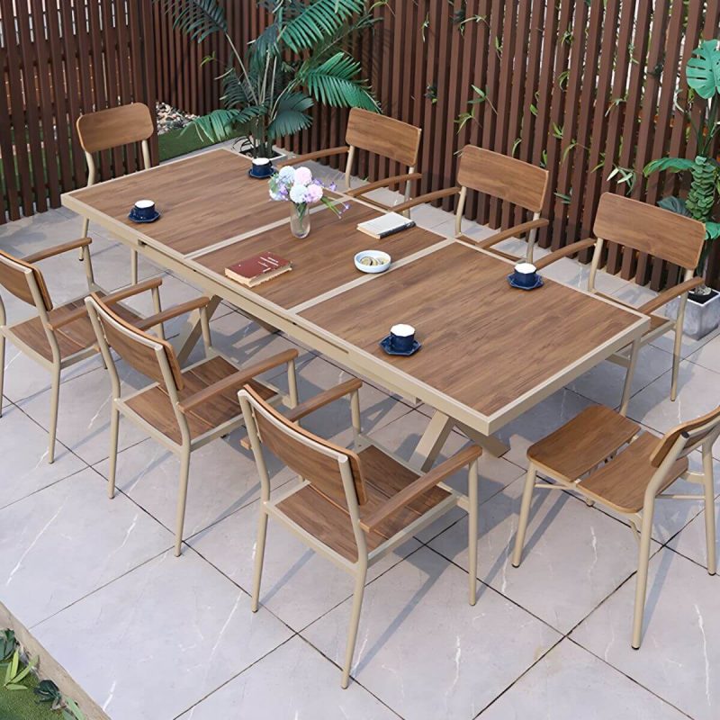 "Matte Finish Metallic Patio Chair Assembled Industrial with Arms - 2 Piece Set"