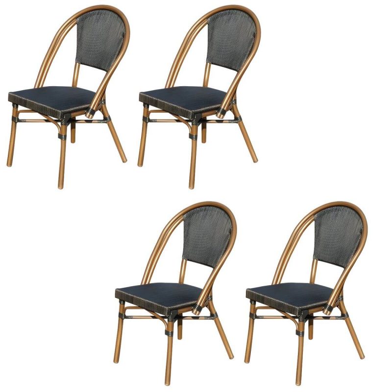 "Modern Style Steel Frame UV and Water Protective Outdoor Dining Chair - 20"L x 22"W x 34"H 4 Piece Set"