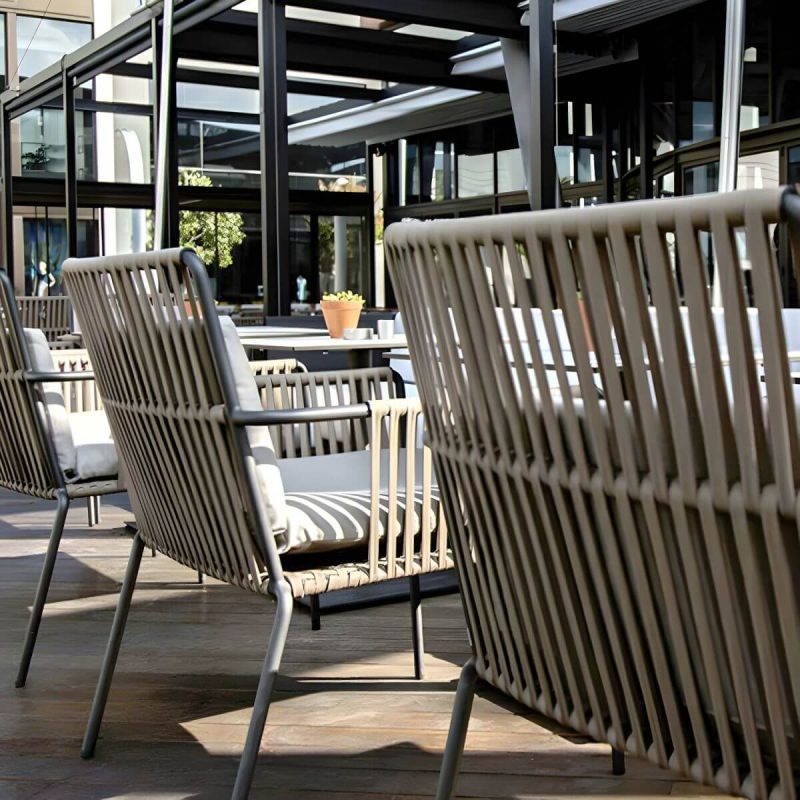 "Traditional Rattan Patio Dining Side Chair Square for Outdoor - 6 Piece Set"