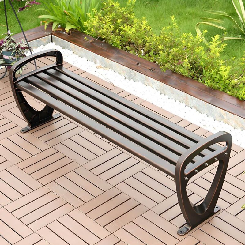 "Metal Modern Park Bench with Legs Water Resistant for Outdoor - 59"L x 18"W x 22"H"