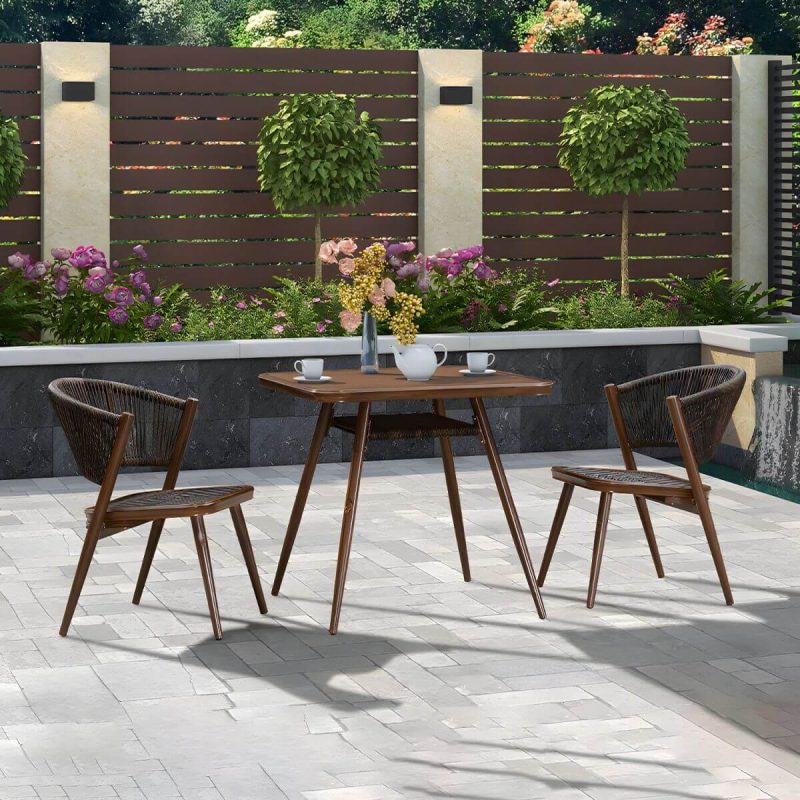 "Tropical Rattan Patio Arm Chair with Arm Brown Dining Armchair - 8 Piece Set"
