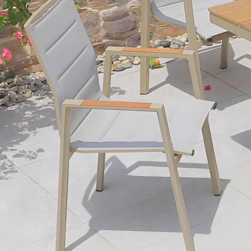 "Sleek Modern Gray Metal Arm Chair for Rust-Resistant Outdoor Patio Dining - 2 Piece Set"