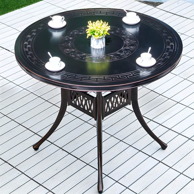 "Aluminum Outdoor Patio Table Industrial UV Resistant Patio Table - Table Only 31.5"L x 31.5"W x 28.7"H Gloss Black"