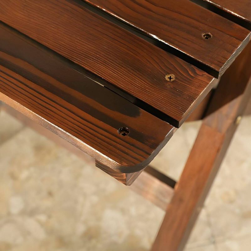 "Modern Style Square Shape Foldable Courtyard Coffee Table Wooden in Dark Wood Color - Table Only"