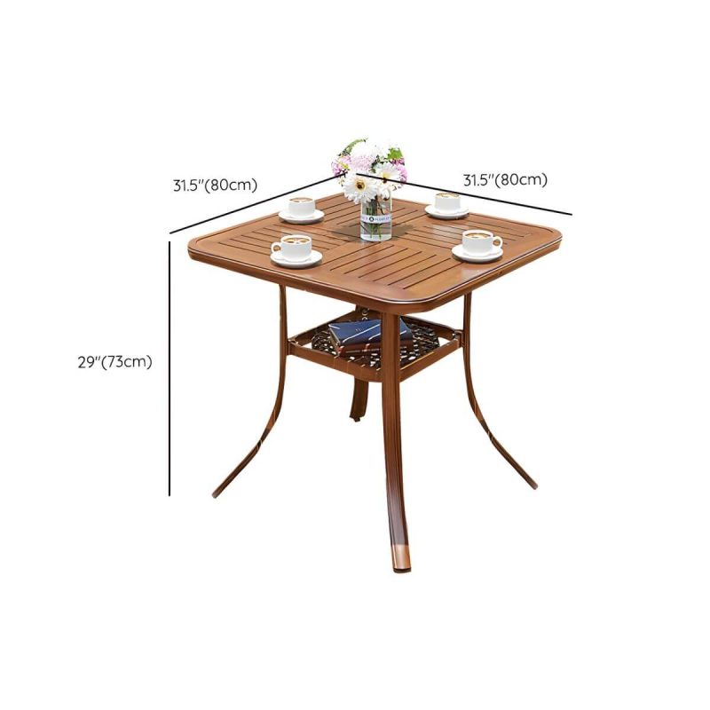 "Dimension of Traditional Brown Metal Patio Dining Set with Rectangular Table - Table & 4 Chairs 31.5"L x 31.5"W x 28.7"H"
