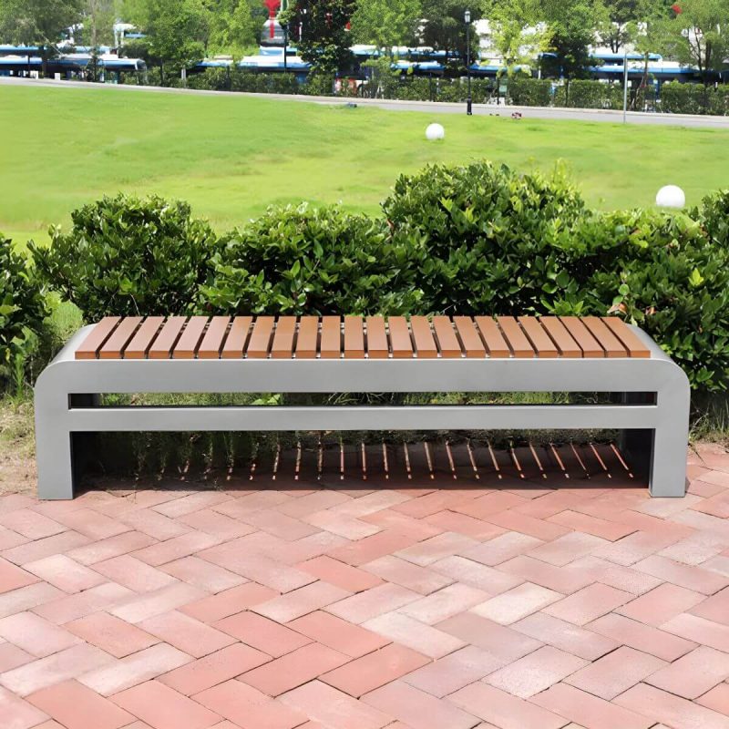 "No Distressing Non-Foldable Picnic Bench Stainless Steel Cushions Not Included Storage Not Included - Brown 71"L x 18"W x 17"H"