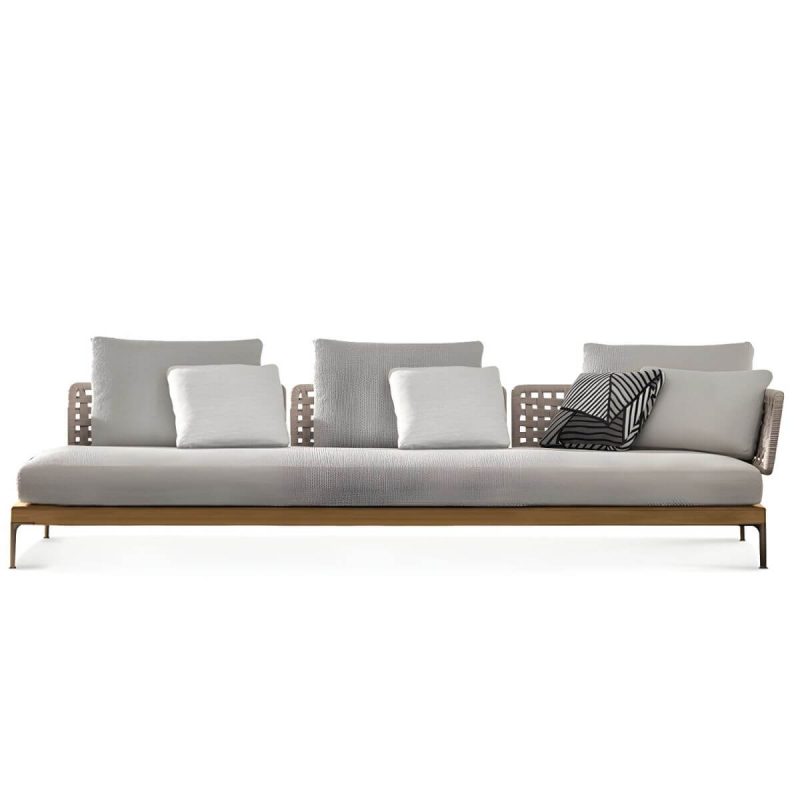 "Scandinavian Patio Sofa Water Resistant Gray Outdoor Patio Sofa - Left Corner Sofa Aluminum 70"L x 30"W x 26"H"