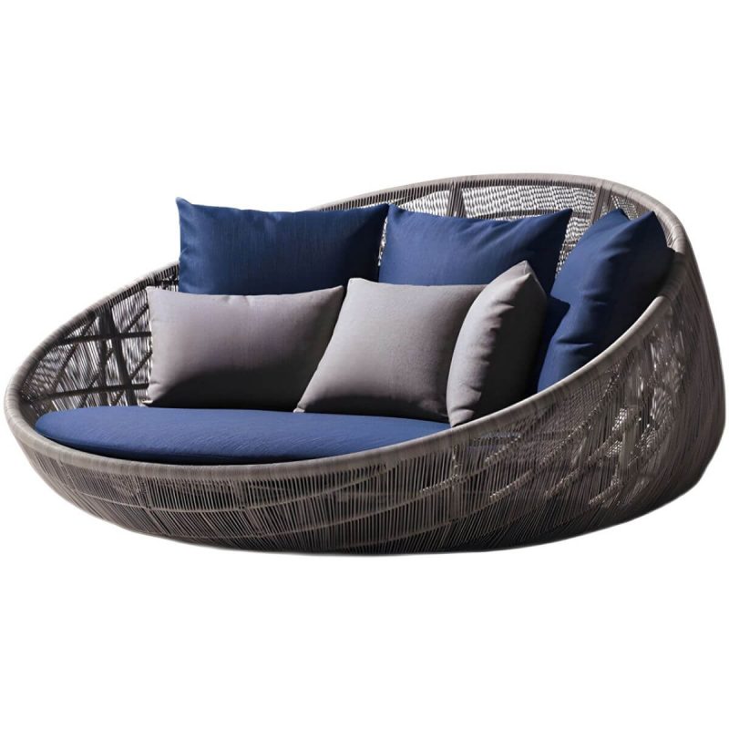 "Metal Patio Sofa Modern Style Minimalist Villa Outdoor Patio Daybed - 200 x 200 x 80 cm Brown"