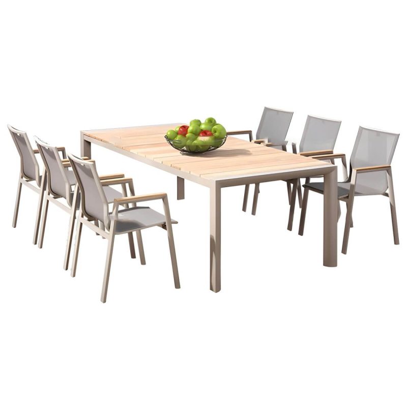 "Contemporary Brown Dining Room Set with Rectangular Table and Chairs Dining Set - 86.6"L x 35.4"W x 29.5"H Table & Chair(s) 6"