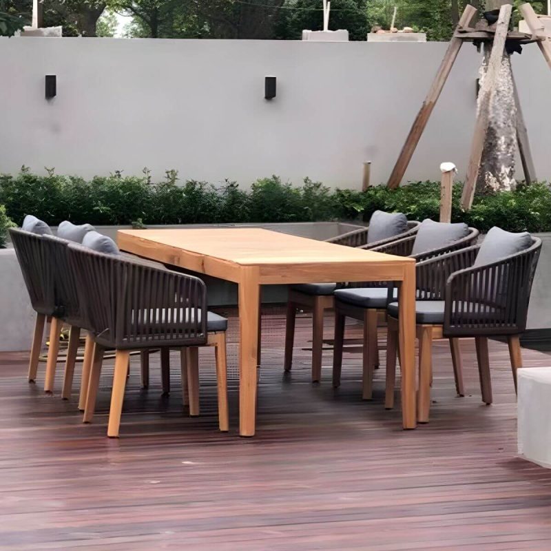 "Teak Wood Dining Table Modern Outdoor Water Resistant Patio Table - Table Only 39.4"L x 39.4"W x 29.5"H"