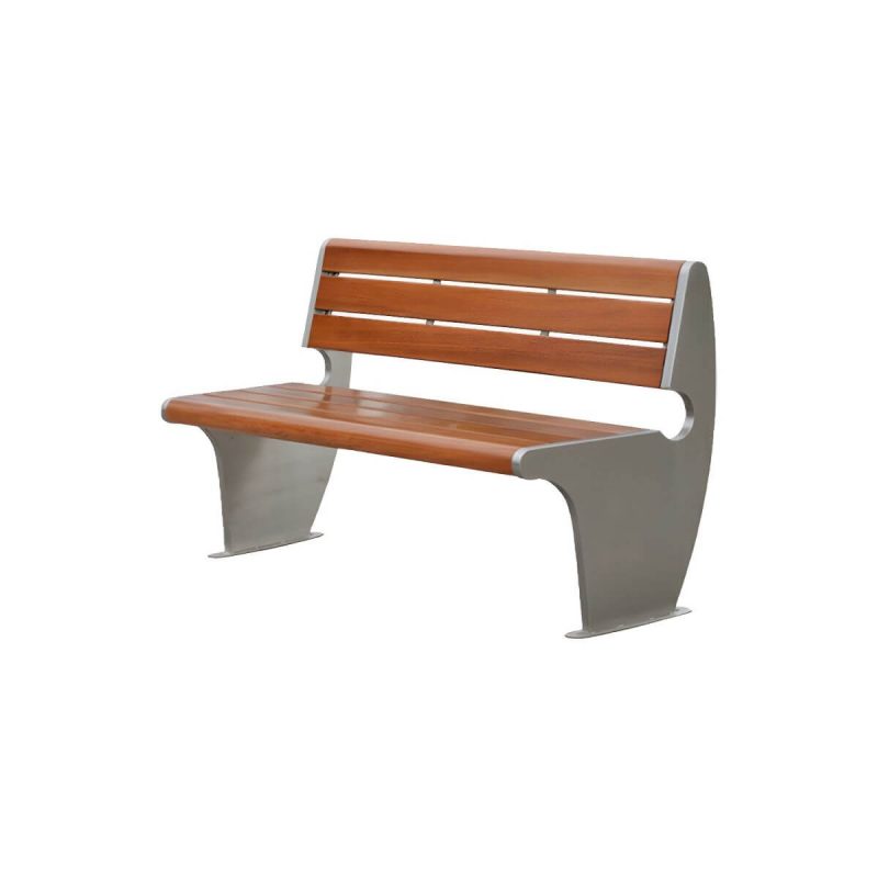 "Modern Metal Park Bench with Mildew Resistant Steel Seating, Brown Color, and Long Seat Length - Silver 150 x 50 x 43 cm"
