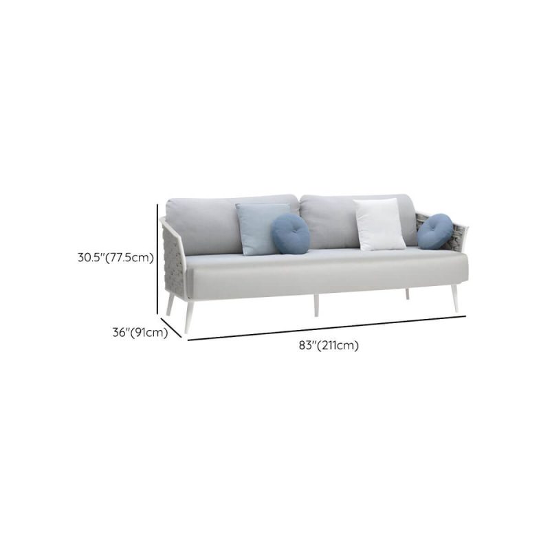 "Dimension of Modern Metal Frame Outdoor Sofa UV Resistant Patio Sofa with Cushion - 3-Seater Sofa"