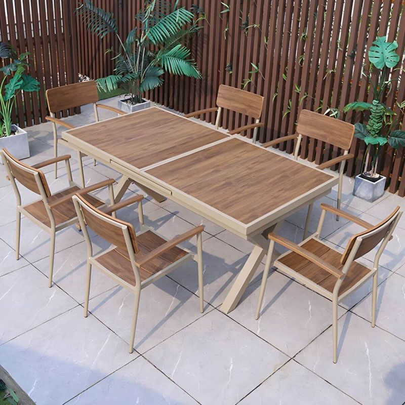 "Matte Finish Metallic Patio Chair Assembled Industrial with Arms - 4 Piece Set"