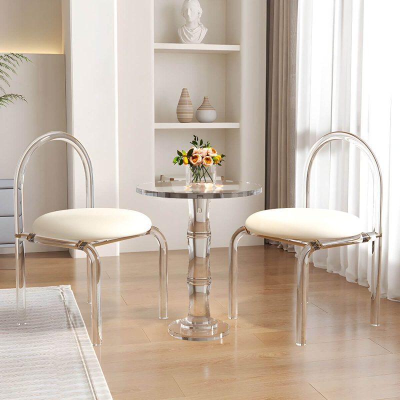 "Modern Round Shape Courtyard Table Plastic Waterproof Outdoor Table - Table Only 21.7"L x 21.7"W x 23.6"H"
