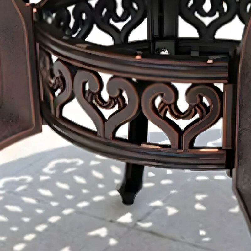 "Bronze Metal Modern Patio Dining Table with 100cm diameter and 73cm height - Table Only"