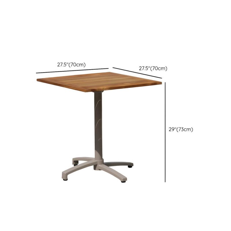 "Dimension of Modern Outdoor Patio Table UV Resistant Dining Table with Metal Frame - Table Only 27.6"L x 27.6"W x 28.7"H Brown Square"