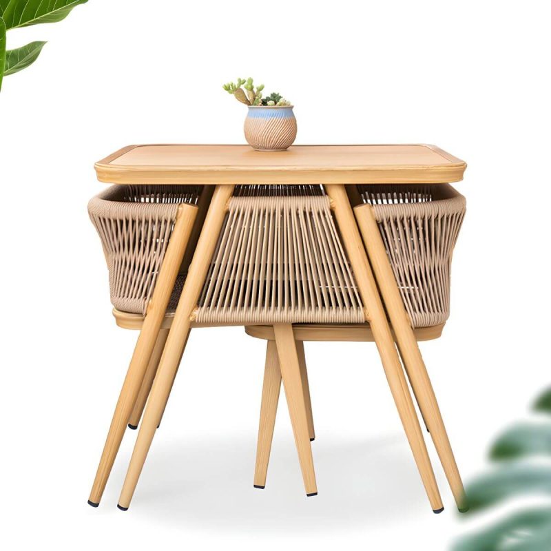 "Modern Rectangle Courtyard Table Yellow Aluminum Frame Outdoor Table - Table Only"