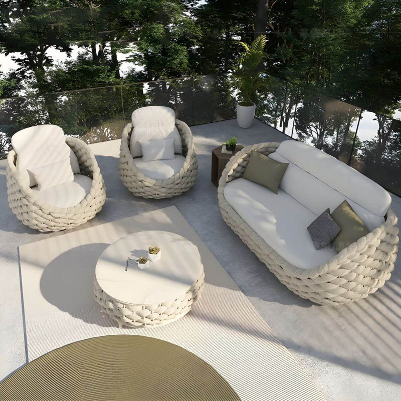 "Waterproof and Durable Modern Metal Patio Sofa with Upholstered Cushions - Gray 2-Seater Sofa"