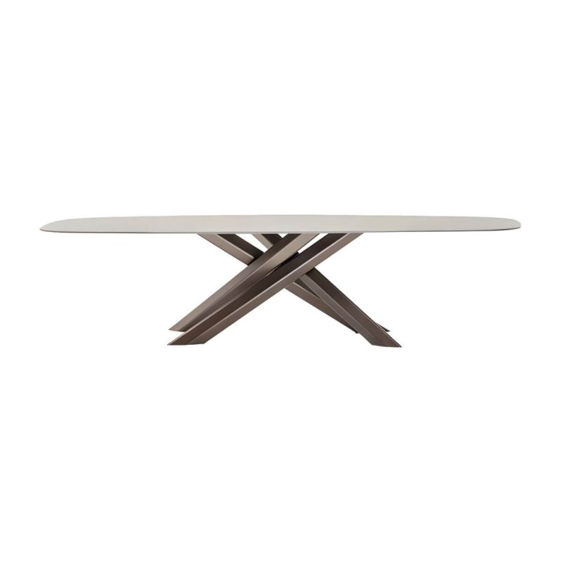 "Contemporary Style Metal Patio Table Rectangle/Oval Shape in Brown - Table Only 63"L x 31"W x 29"H Rectangular"