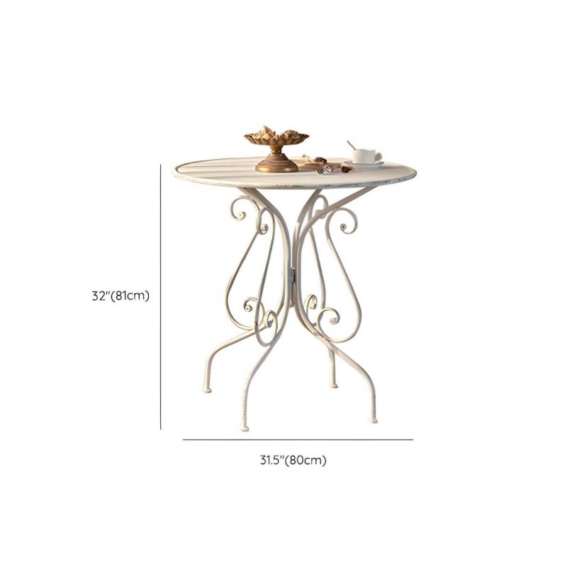 "Dimension of Round Shape Patio Table Contemporary Style Metal Scratch Resistant in White - White Table Only"