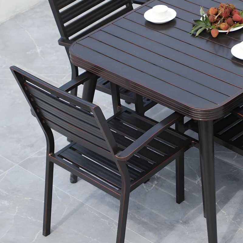 "Modern Aluminium Waterproof Courtyard Table Geometric Outdoor Table - Table Only 70.9"L x 35.4"W x 29.5"H"