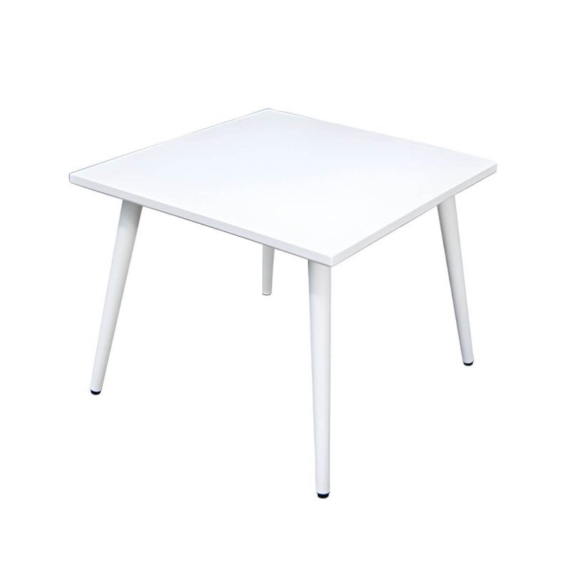 "Contemporary White Metal Dining Table Furniture Set with Chairs for Courtyard - Table & Chair(s) 35.4"L x 35.4"W x 28.3"H 4"