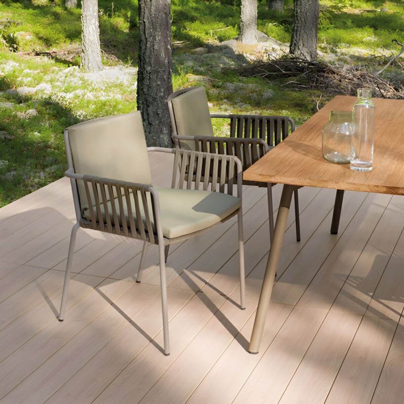 "Traditional Rattan Patio Dining Side Chair Square for Outdoor - 4 Piece Set"