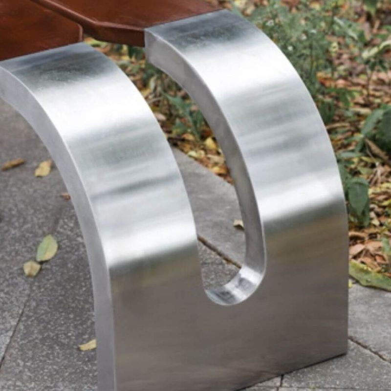 "Waterproof Picnic Bench Medieval Modern Style with Silver Metal Frame - 59"L x 17"W x 18"H"