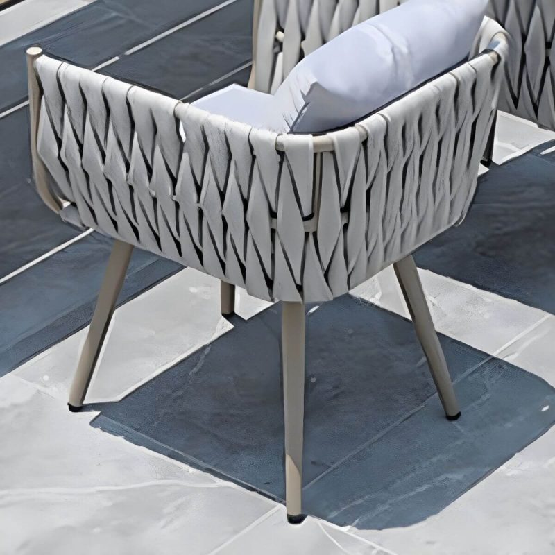 "Tropical Washable Cushion Side Chair Gray Dining Side Chair with Arm - 2 Piece Set"
